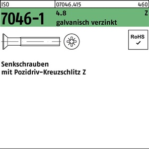 Senkscrew ISO 7046-1 PZ M5x16-Z 4.8 Countersunk <b>Screws</b> 1000-Pack - Product Image 1