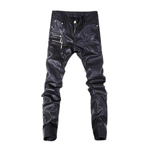 Pantalon en cuir pour homme, cuir véritable de haute qualité, style moto rock, coupe slim, confortable, streetwear - Product Image 3
