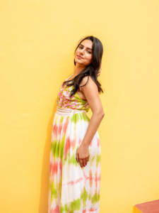 Vestido Largo de Verano de Algodón Estampado Digital Tie Dye Multicolor, Estilo Boho, Corte A, para Vacaciones y Resort - Product Image 4