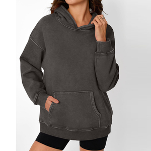 Sweat-shirt pour femme à lavage acide respirant, best-seller, en gros, logo personnalisé, manches longues, sweat-shirt pour femme à lavage acide - Product Image 1