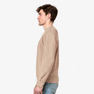 Men Crew Grey Long Sleeve Ribbed Hem and Cuffs Subtle Logo Pocket <b>Sweatshirt</b> - Product Image 4