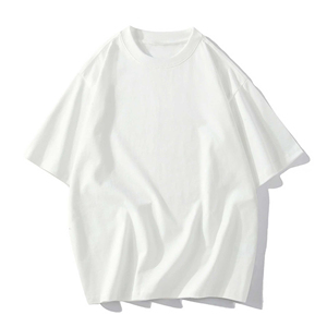 T-shirt en coton blanc pour homme, manches courtes, col rond, coupe classique, couleur unie, style jersey tricoté décontracté - Product Image 1