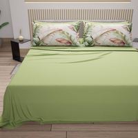 Parure de draps modernes en microfibre tissée de style européen, 6 pièces, rafraîchissante, avec drap-housse, drap plat et 4 taies d'oreiller, 300 fils au pouce carré, infroissable