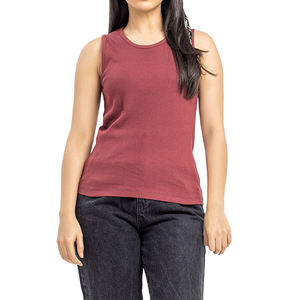 Venta al por mayor de camisetas cortas acanaladas para mujer con logotipo personalizado, ropa activa personalizada, chaleco de entrenamiento sin mangas para mujer - Product Image 1