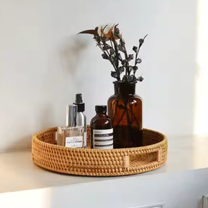 Plateau en rotin naturel classique vietnamien, panier à fleurs, panier à collations pour restaurant, panier de service, rangement tissé, artisanat en osier, décoration de vacances - Product Image 5