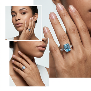 Anillo Emerson con diamantes azules de talla esmeralda - Product Image 4