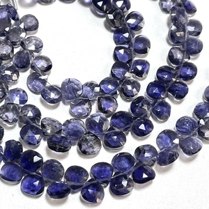 Vente en gros de perles briolettes en forme de coeur à facettes en iolite bleue naturelle 5.5-6.5mm fournitures de bijoux perles de pierre pour perles - Product Image 4