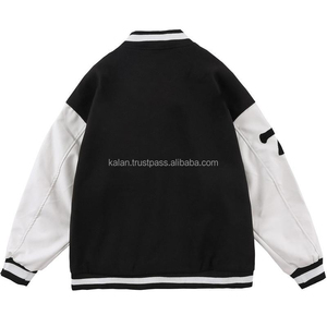 Streetwear d'hiver de veste en laine universitaire rouge pour hommes avec col montant et Letterman-K-VJ-175 en chenille brodée - Product Image 4