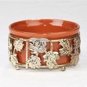 Casseroles en métal d'or merveilleux et pots de réchauffeur de nourriture avec la belle main courbant la conception - Product Image 5