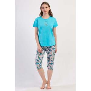Conjunto de Pantalones Capri y Top de Cuello Redondo KADIN P.SUPREM O YAKA KISA KOL ETEGI OVAL - Color Menta - Product Image 1