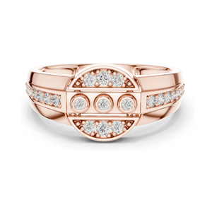 Bague pour femme à trois pierres en diamant de culture, clarté VVS-VS, 0,322 CT, disponible en or 18 carats, 14 carats, 10 carats et argent 925, rose - Product Image 1