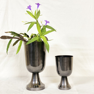 Florero de aluminio galvanizado de oro cepillado alto, adornos esbeltos, arreglo de flores, florero de Metal - Product Image 4