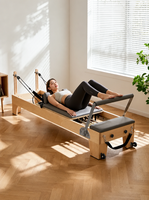 Reformer de Pilates en Bois de Caoutchouc Importé de Qualité Supérieure PC-H88X |   Lit de Pilates commercial à 6 ressorts avec logo personnalisé et rehausseurs réglables