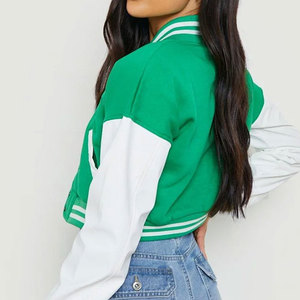 Chaqueta Bomber de Béisbol Verde para Mujer, Corte Ajustado, Personalizable, al por Mayor, Transpirable, Resistente al Viento, Ecológica, para Invierno - Product Image 4