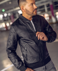 Veste en cuir véritable en gros pour hommes Vestes en cuir pour hommes Couleur unie Fermeture éclair Faux cuir Veste décontractée en PU pour hommes - Product Image 5