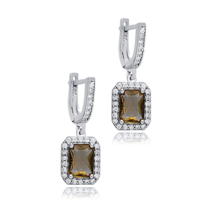 Boucles d'oreilles pendantes en zircon en forme de baguette de 11x12 mm, fabrication artisanale turque, argent 925, bijoux de charme pour mariage et fête pour femmes - Product Image 3