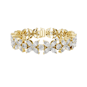 กำไลข้อมือเพชรทรงดอกไม้ 14.05 กะรัต เพชร CVD คุณภาพ VVS-VS-EF ทอง 18KT, 14KT, 10KT และเงิน 925  โมอิสซาไนต์ และเพชรทรงบริลเลียนท์ - Product Image 3