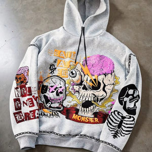 100% Cotton Waffle Pullover Sweatshirt Drawstring Oversized Vintage Style Hoodie Loose <b>Thermal</b> <b>Tops</b> Pocket For Winter Season - Product Image 1