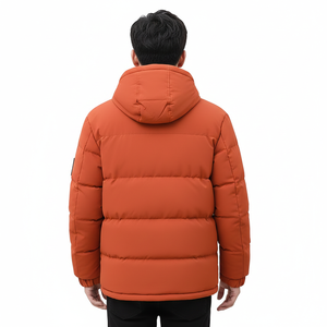 Chaqueta de nailon lavado para hombre, informal, de invierno, cortavientos, de secado rápido, acolchada, con capucha, cuello alto, holgada, con contraste de color y cremallera. - Product Image 2
