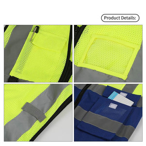 เสื้อแจ็กเก็ตสะท้อนแสงสำหรับใส่ตอนกลางคืนเสื้อกั๊กสะท้อนแสงสีเหลืองสำหรับใส่ทำงานปรับแต่งได้ - Product Image 6