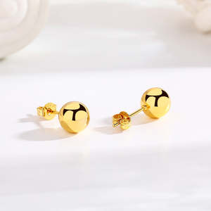 Orecchini a perno con sfera in oro 14K Amy e Annette, placcati oro rosa e oro giallo, con diamanti intarsiati a forma di vite, ideali per fidanzamento - Product Image 3
