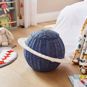 Anneaux de serviette en jonc de mer rayé bleu en gros, porte-serviettes tissés à la main écologiques pour la décoration côtière - Product Image 5