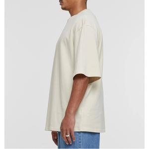 T-shirt pour homme en coton 100% italien, lourd, 260 g/m², surdimensionné, style hip-hop, décontracté, uni, col rond, technique de gonflage élevé, manches courtes personnalisées - Product Image 4