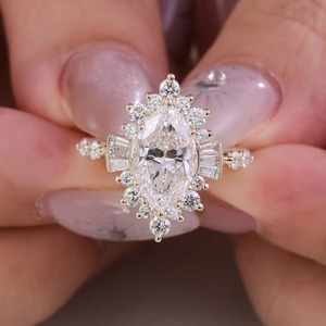 Anillos de Boda Personalizados con Certificación IGI para Mujer, Oro Sólido de 10k, 14k, 18k, Diamantes Cultivados en Laboratorio DEF VVS, Joyería - Product Image 1