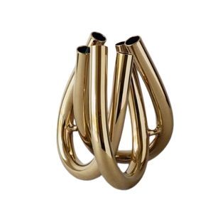 Minimalisme fournitures en vrac or fini Tube Design multiple salon haute vente Vase métallique décor à la maison Vase en métal - Product Image 1