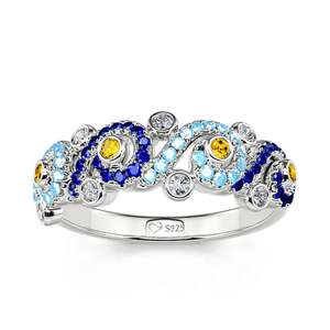 Bague de mode Jeulia Pure Night en argent sterling, coupe ronde, inspirée de la nuit étoilée - Product Image 1