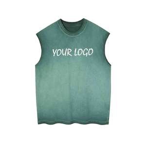 OEM Impresión digital personalizada camisetas sin mangas de lona de peso pesado cuello redondo manga corta transpirable secado rápido hombres 100% algodón - Product Image 4