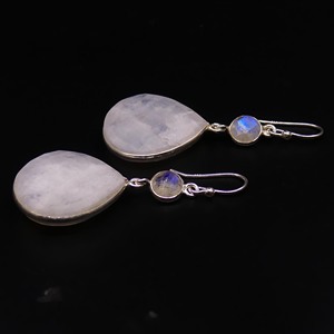 Pendientes de Plata de Ley 925 con Baño de Oro y Piedras Preciosas Blancas de Arcoíris para Mujer, Joyería para Bodas - Product Image 4