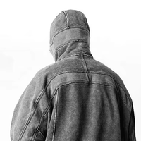 Masque intégral d'hiver pour homme, à capuche, style streetwear tactique, avec poche surdimensionnée zippée, grande taille, 100% coton, brodé, respirant
