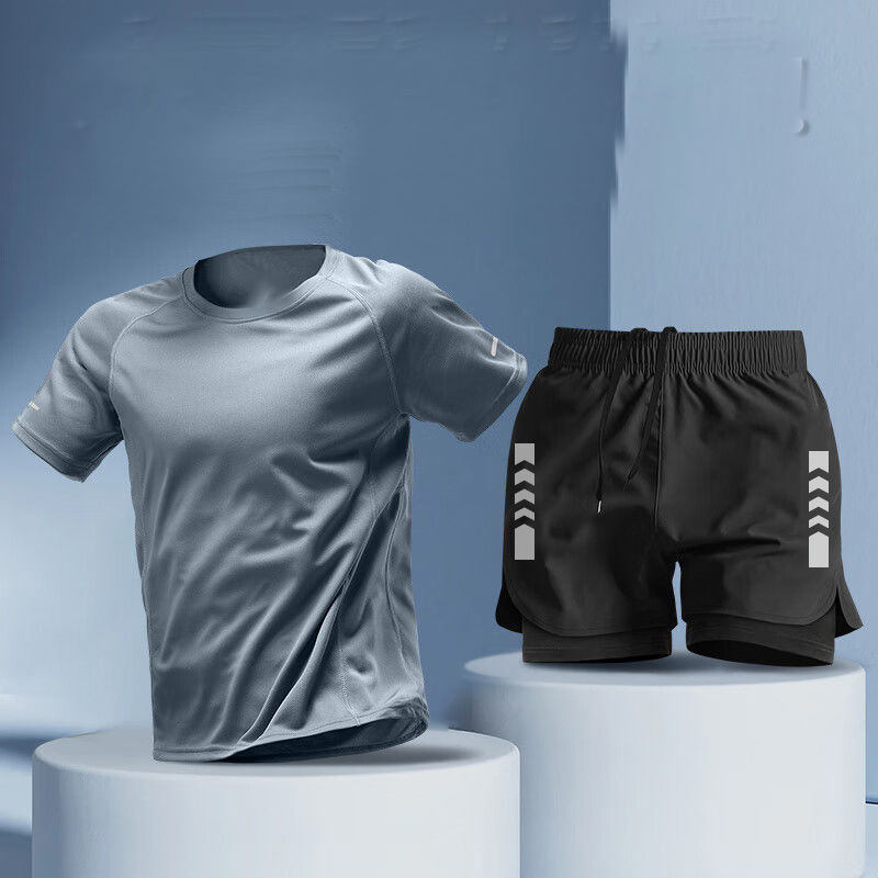 ชุดสองชิ้นสีเทาและสีดำ [วิ่ง, ฟิตเนส, เหงื่อ]