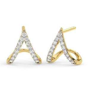 CLARA Pendientes de Aro Huggies de Plata de Ley 925 con Patrón de Letras Religiosas, Baño de Rodio, Opciones en Oro de 14k, Oro de 18k y Oro Rosa, con Perla - Product Image 1
