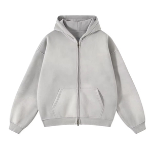 Sudadera de Alta Calidad Personalizada con Cierre, Lavado Ácido, Bordada, Decolorada por el Sol, con Bolsillos Desgastados, Estilo Vintage Urbano, Felpa Lisa Teñida - Product Image 3