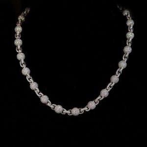 Collar de Cadena con Cuentas de Moissanita de Lujo, Joyería Hip Hop, Chapado en Rodio, Regalo para Fiestas Ortodoxas con Moissanita VVS - Product Image 2
