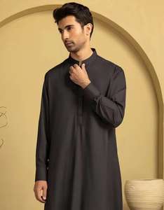 Customized <b>Men's</b> <b>Thobe</b>/Daffah Solid Color Long Sleeved Fashion Muslim Wear <b>for</b> Spring Casual Style - Product Image 4