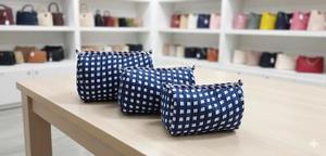 Juego de 3 Bolsas Acolchadas de Algodón Azul con Cierre de Cremallera, Gran Capacidad, Almacenamiento de Cosméticos Ecológico, Envío Gratis - Product Image 4