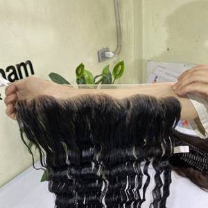 Encaje Frontal suizo transparente de alta calidad, cabello ondulado profundo, negro, 13x6 - Product Image 4