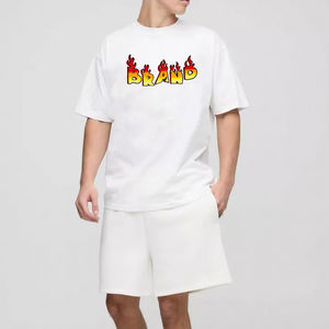 Artículo más vendido, ropa informal de verano, conjunto de camisa y pantalones cortos de dos piezas de algodón 100%, Conjunto de jogging de hip hop con estampado personalizado para hombres - Product Image 6