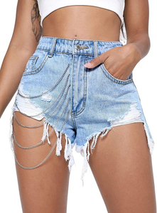Venta al por mayor pantalones vaqueros de las mujeres de talla grande pantalones vaqueros cortos Sexy Material elástico Denim transpirable pantalones cortos de secado rápido para las mujeres totalmente personalizado - Product Image 4