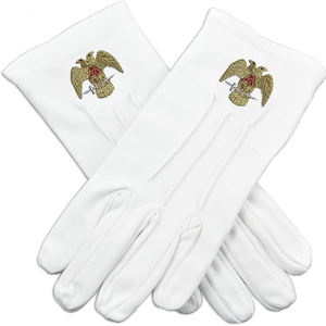 Guantes Masónicos Ceremoniales Blancos para Vestimenta Formal, Diseñados para Reuniones Rituales de Logia, Eventos Masónicos y Guantes Tradicionales de Algodón - Product Image 5