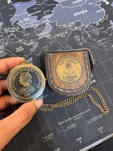 Calendrier de l'année 100 papa je t'aime citation boussole en laiton nautique de qualité supérieure avec chaîne en cuir en cadeau fait main Antique - Product Image 4