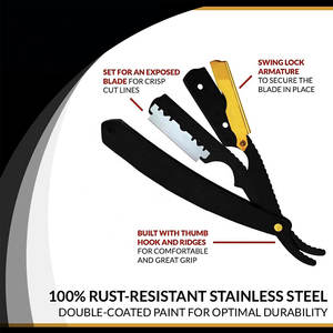 Rasoir à bord droit de barbier le plus vendu rasoir droit antirouille de toilettage de barbier en acier inoxydable pour les salons de coiffure professionnels - Product Image 2