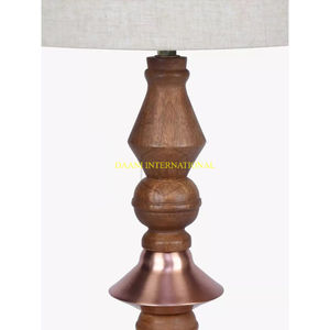 Handmade Wooden <b>Table</b> Lamp With Brass Accent And <b>White</b> Fabric Shade Elegant Lighting For Bedroom Living Room Office Hotel Decor - Product Image 2