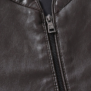 Veste en cuir véritable de haute qualité pour homme, col montant, nouveau style, fermeture éclair, tissu tricoté tendance pour l'hiver, prix abordable - Product Image 4