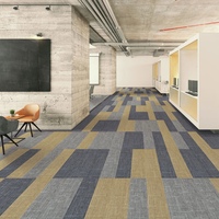 Dalles de moquette en nylon 25x100cm, durables, à boucles denses, antistatiques, avec support en PVC pour revêtements de sol modulaires professionnels