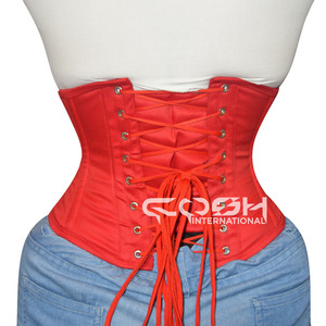 Corset de maintien de la taille, torse court, coton rouge, serrage serré - Product Image 6