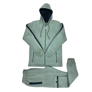 Ensemble de survêtement zippé à manches rayées de qualité supérieure Veste décontractée et joggers Ensemble 2 pièces pour homme - Product Image 3